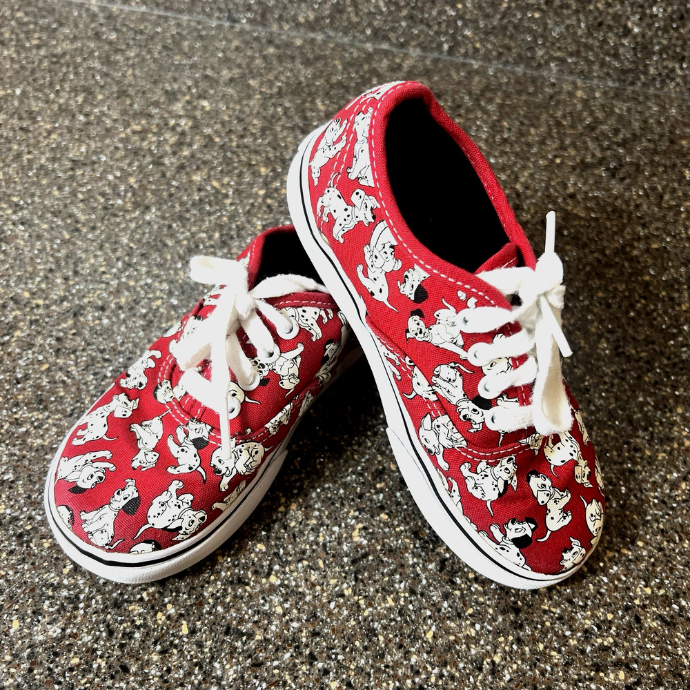 Vans X Disney 101 Dalmatians Little Kids Toddler 9.5 Red Canvas Sneakers Lace Up